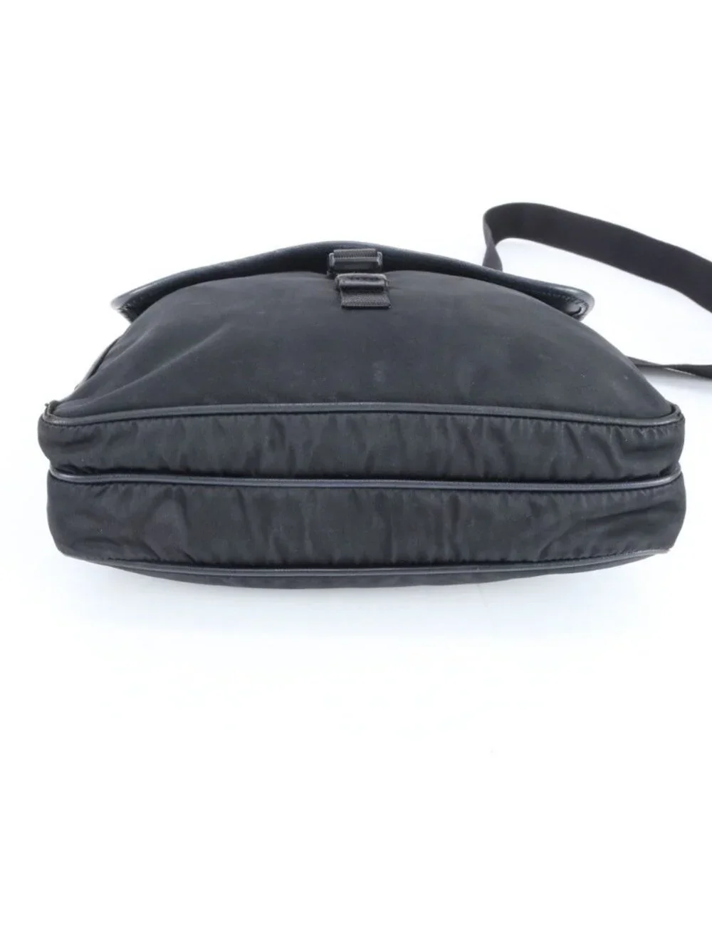 Prada Tessuto Nylon Leather Shoulder Bag Crossbody Messenger Business Black